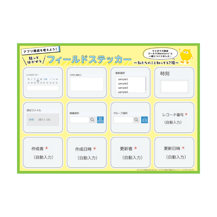 アプリ構成を考えよう!貼ってはがせる kintone フィールドステッカー